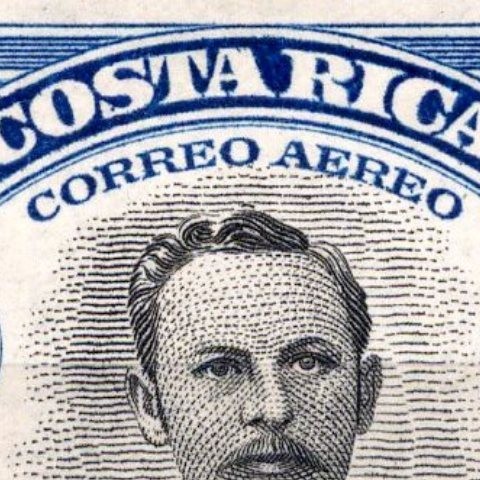 En la imagen se aprecia la fotografía de Rafael Yglesias Castro (1894-1902) 16° Presidente de Costa Rica, bajo su mandato se inauguró el Teatro Nacional en 1897. Estampilla de 10 colones, publicada en 1947.
