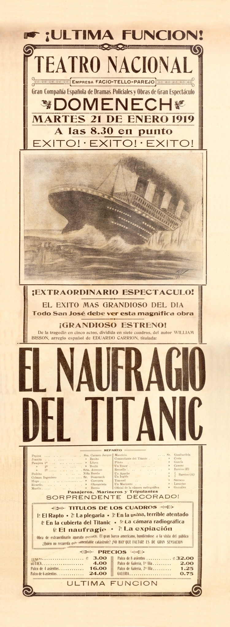 Afiche Espectáculo 1919